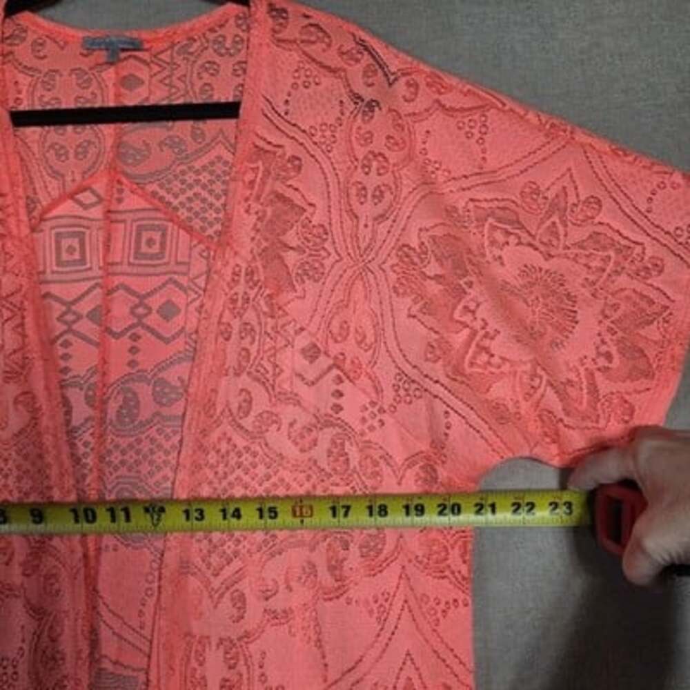 Charlotte Russe Open Front Fringed Crochet Lace Kimono Cardigan Cover Up Sz XS - Picture 3 of 10